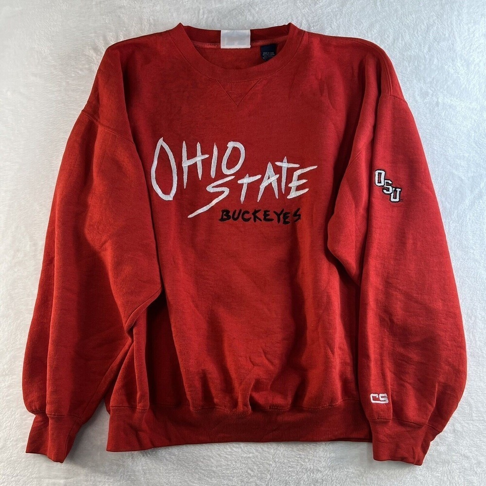 Vintage XL Ohio State Buckeyes Sweatshirt OSU Red Pullover Graphic Mens 90s - Picture 3 of 13